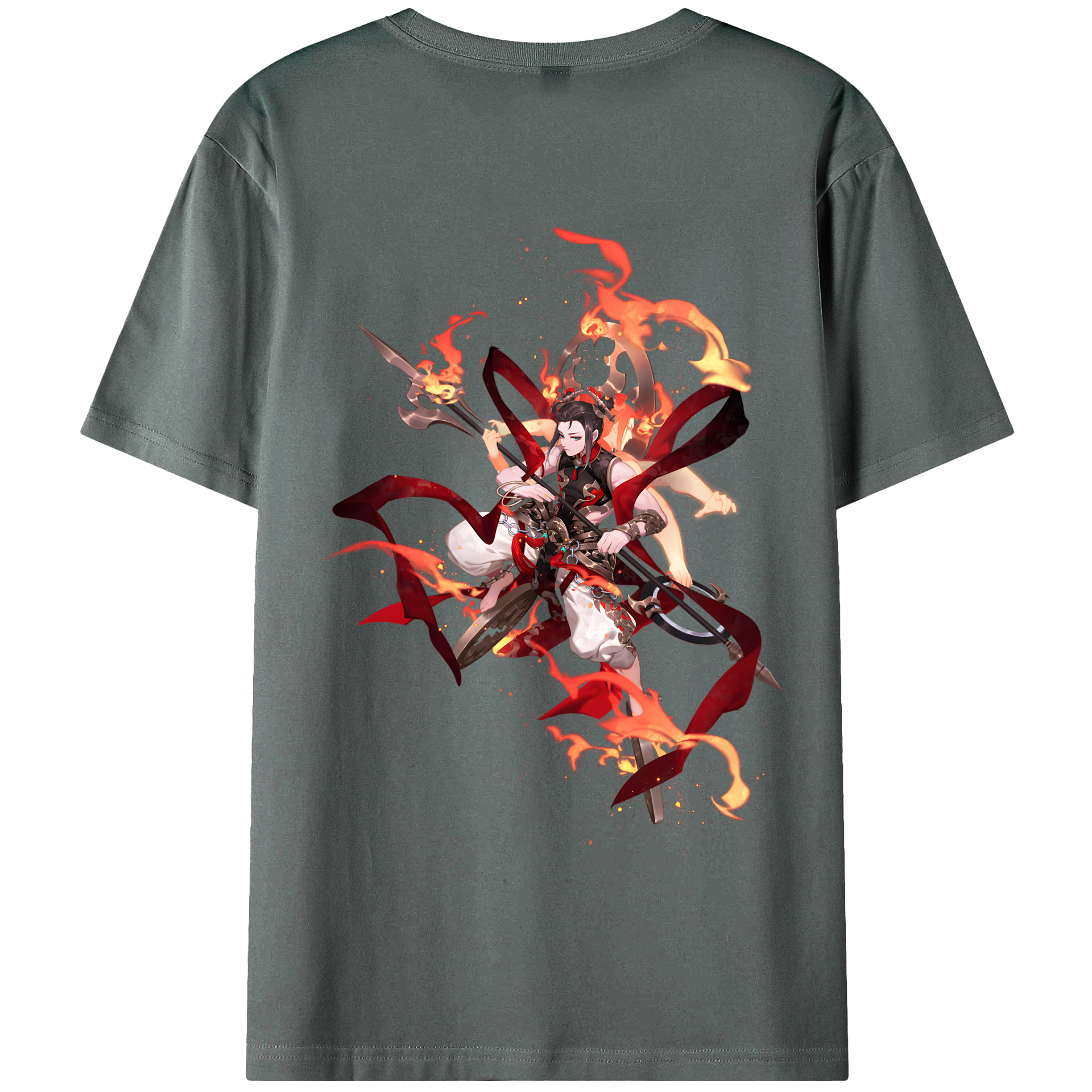 （画像用） Ne Zha 2 ナタ 魔童の大暴れ 綿100％半袖Tシャツ（背面プリント）